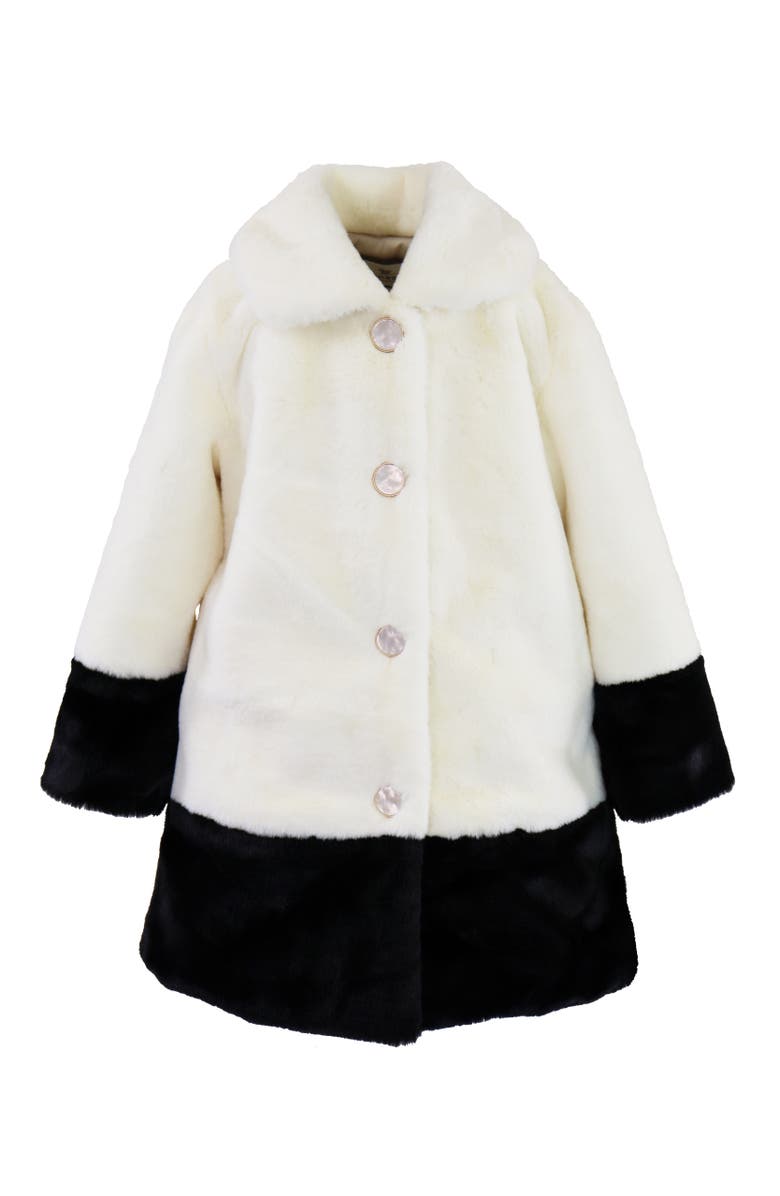 Widgeon Faux Fur Contrast Snap Front Coat, Main, color, Vanilla Puff