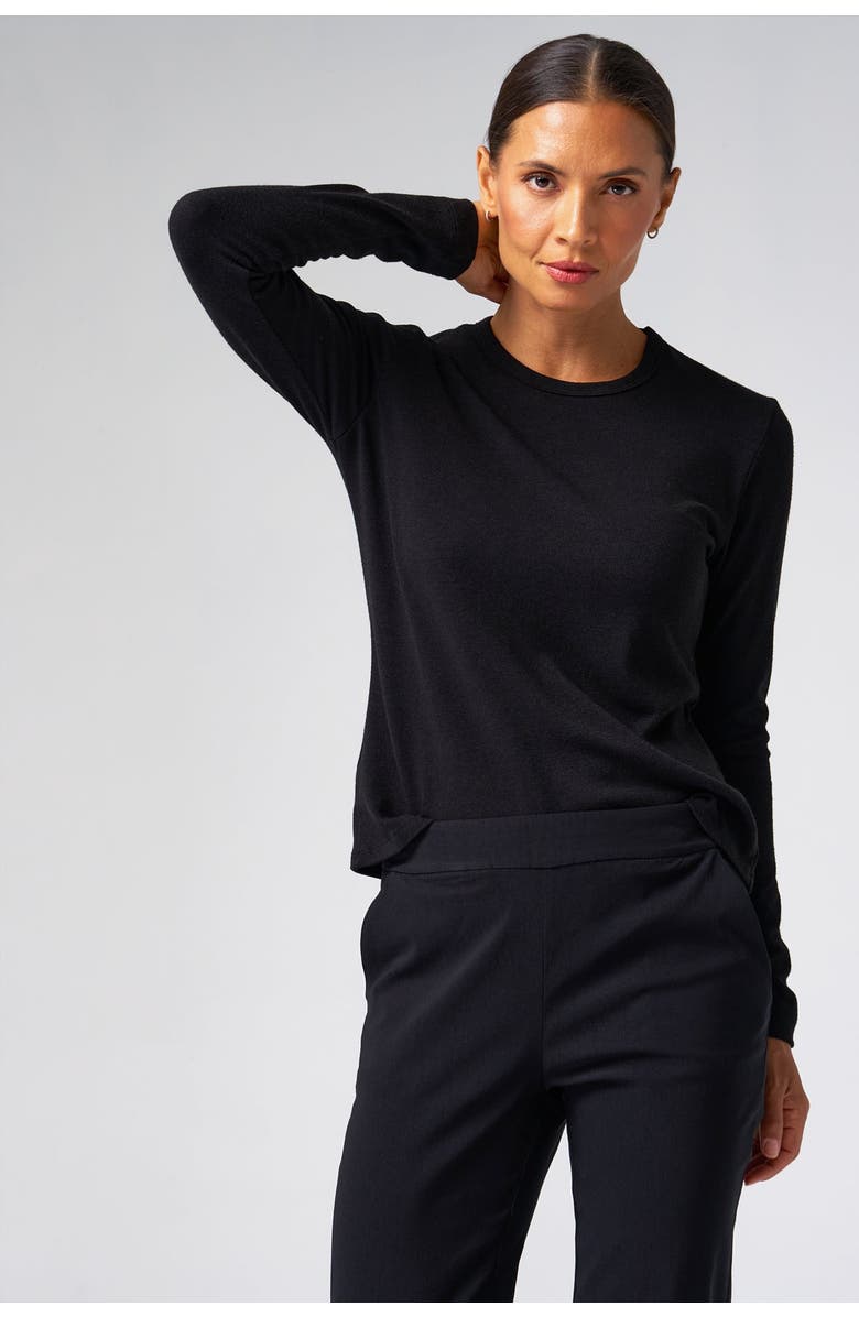Franne Golde Structured Knit Long Sleeve Tee, Main, color, Black