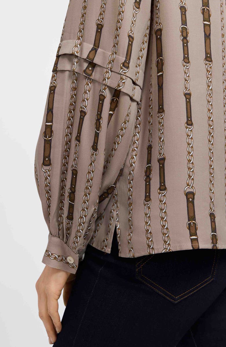 Foxcroft Frankie Chain Stripe Popover Top, Alternate, color, Brown Multi