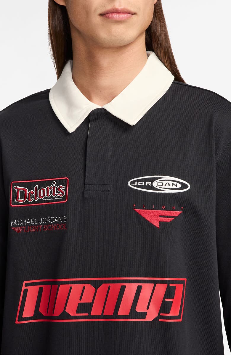 Jordan Essentials Long Sleeve Logo Rugby Shirt, Alternate, color, Black