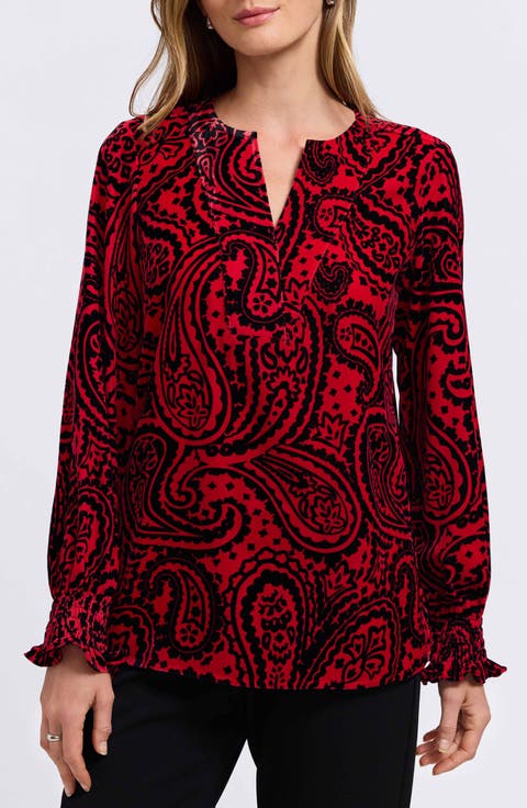 Alicia Paisley Velour Popover Top