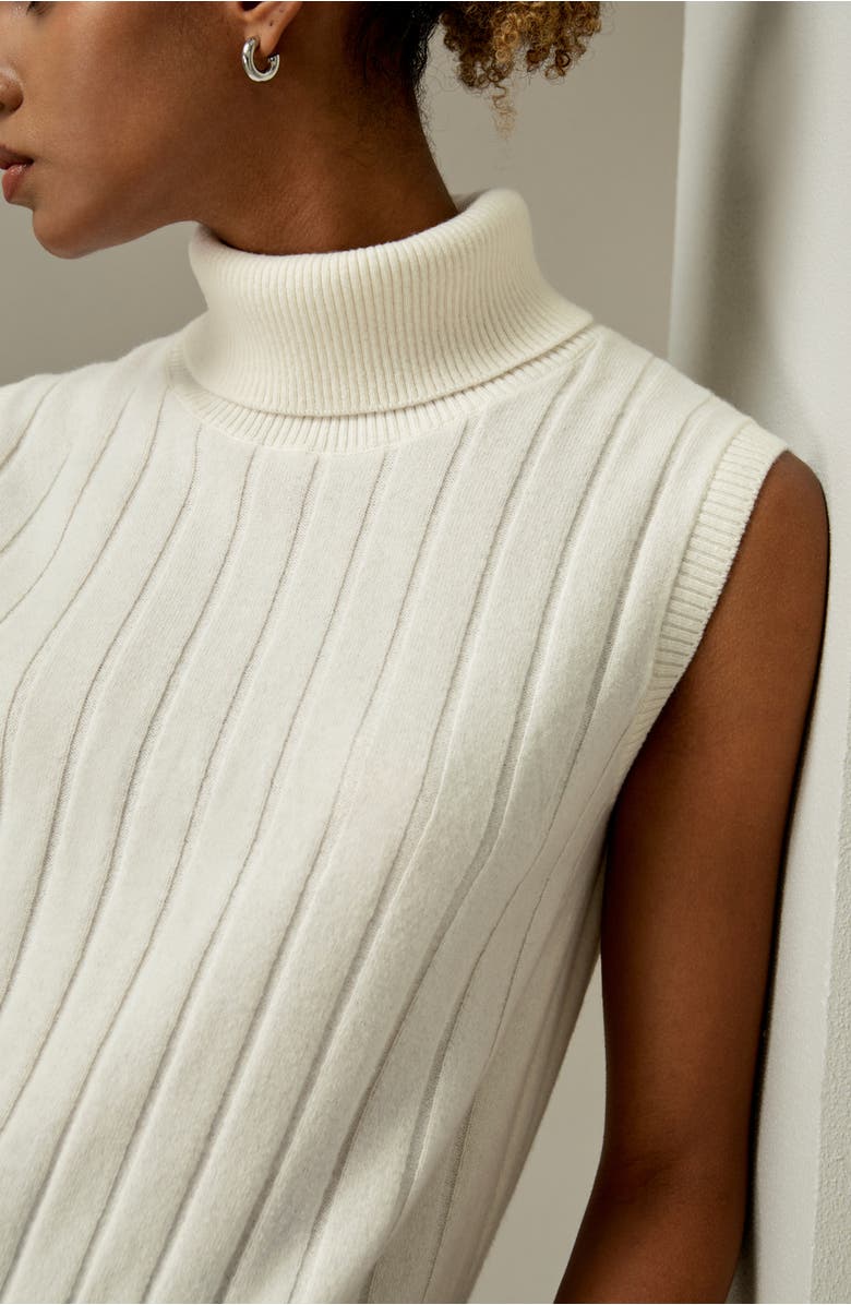 Lilysilk Turtleneck Sleeveless Cashmere Vest, Alternate, color, 