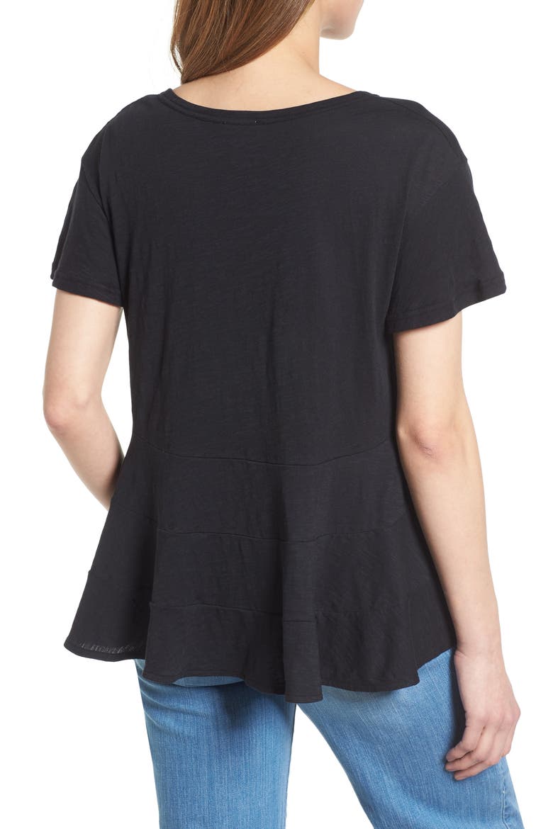 Relaxed Peplum Tee, Alternate, color, BLACK