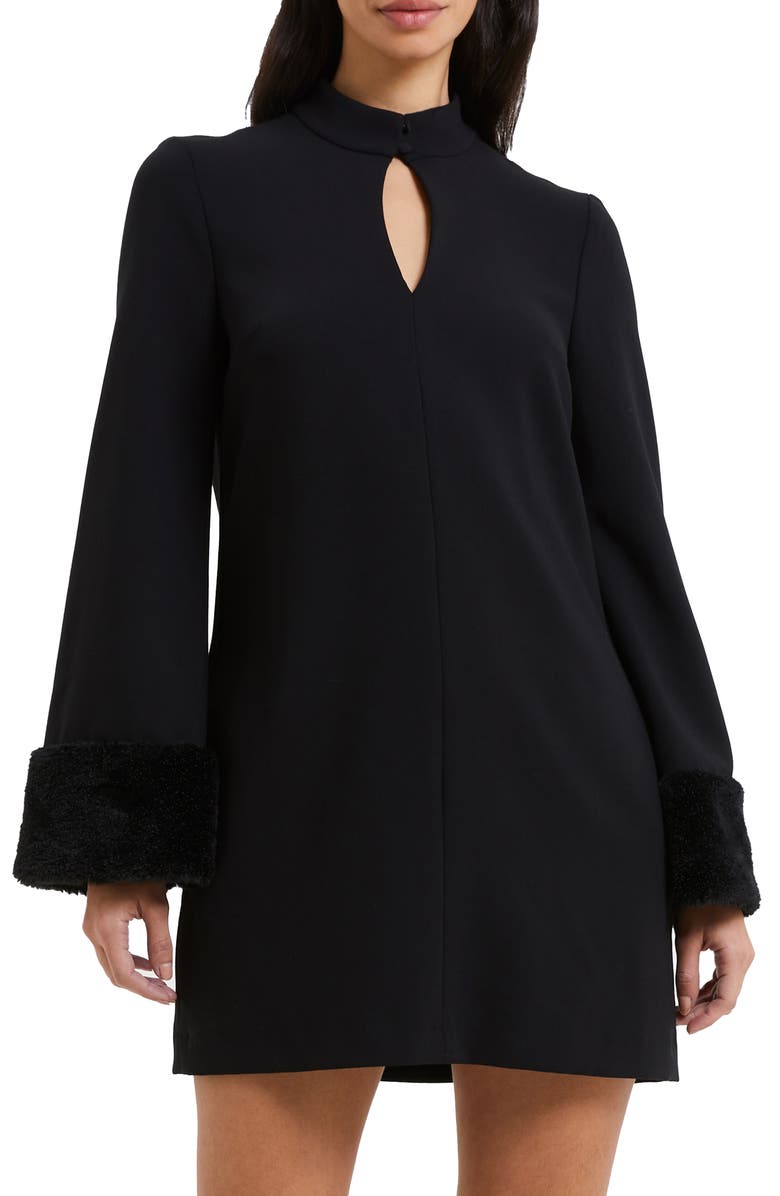 French Connection Whisper Ruth Faux Fur Trim Long Sleeve Minidress, Alternate, color, 
