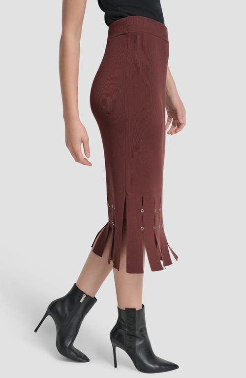 Dkny Sweater Midi Skirt With Gromme In Burgundy
