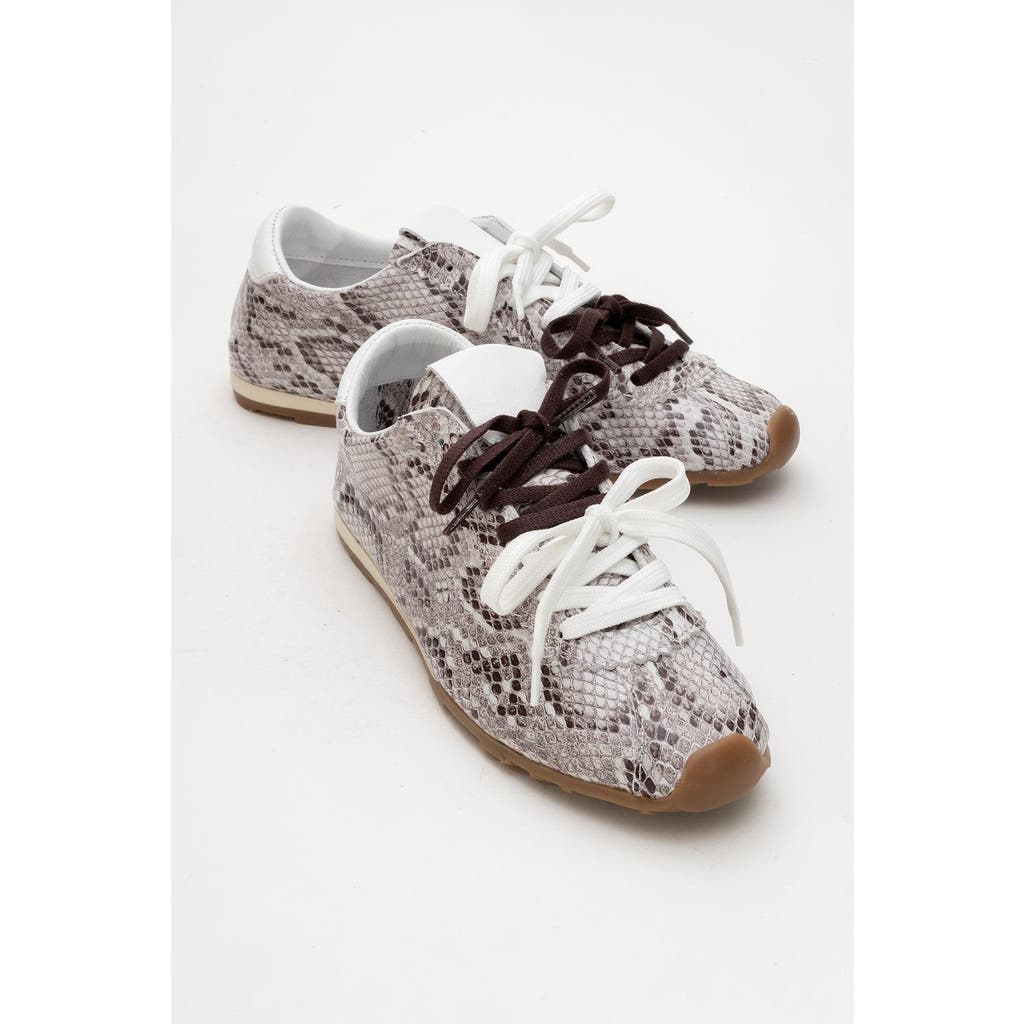 Forever & Always Shoes Crea Leather Sneakers In Gray Croco Leather