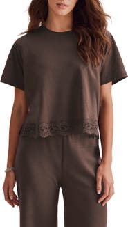 Splendid Lainey Lace Trim Jersey Tee