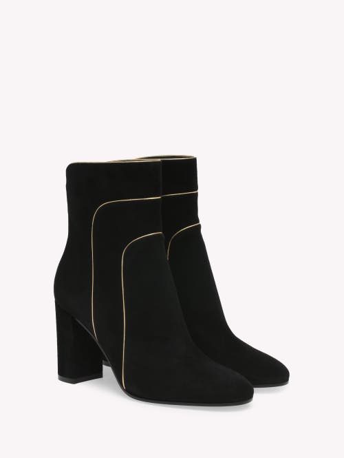 Gianvito Rossi Gold-trim Suede Boots In Black