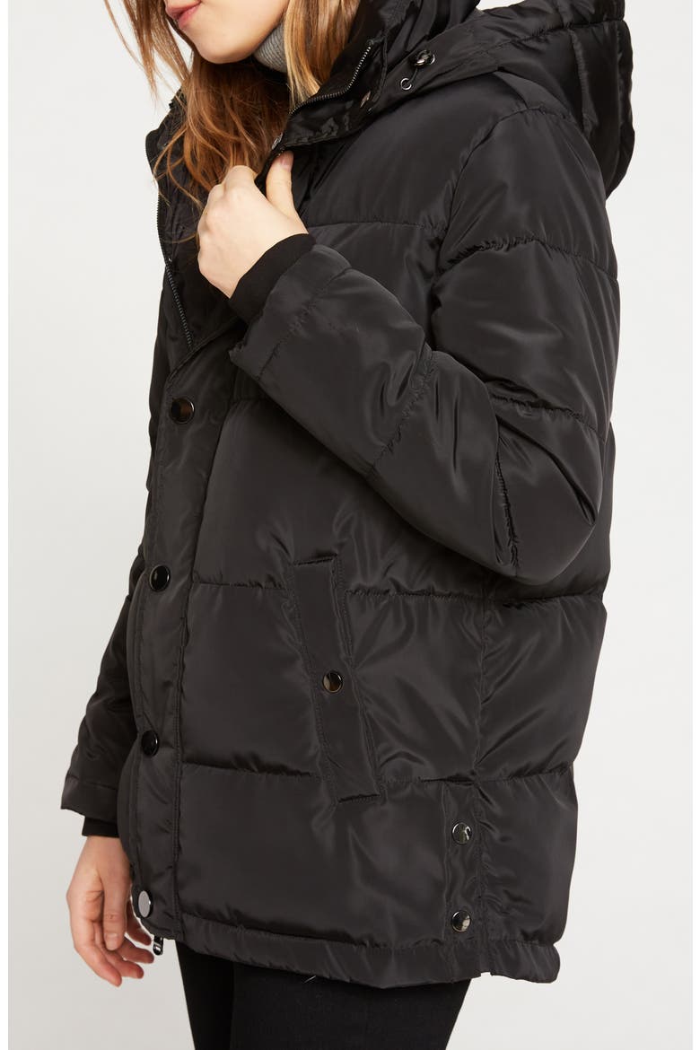 Rainier Short Hooded Puffer Jacket, Alternate, color, BLACK