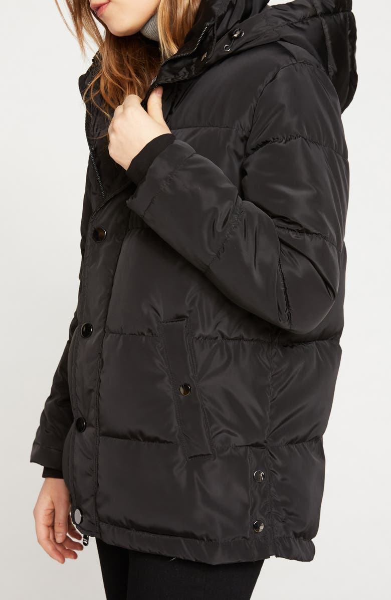 Universal Standard Rainier Short Hooded Puffer Jacket, Alternate, color, Black