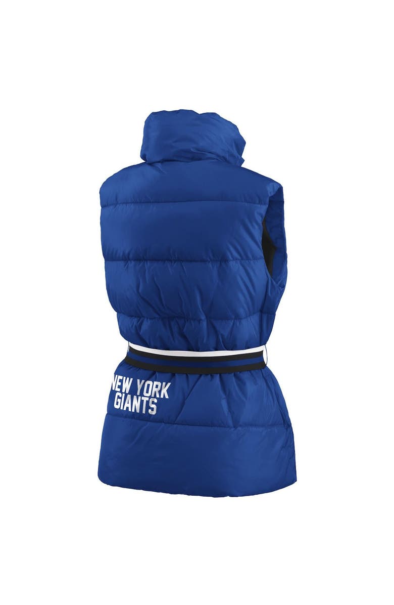 WEAR by Erin Andrews Women's WEAR by Erin Andrews Royal New York Giants Full-Zip Puffer Vest with Belt, Alternate, color, 