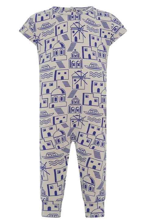 Santorini Print Cotton Jersey Romper (Baby)