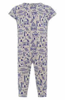 TINY TRIBE Santorini Print Cotton Jersey Romper