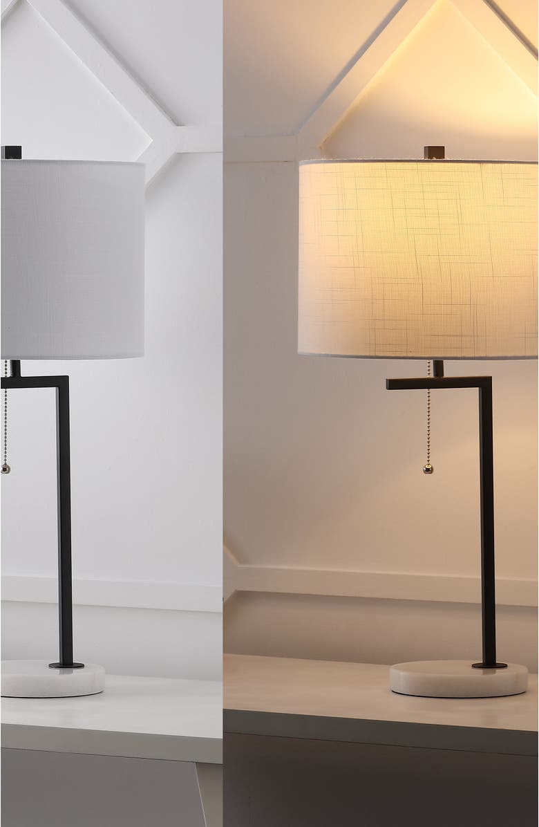 JONATHAN Y Alyssa 24.5" Metal/Marble LED Table Lamp, Brass Gold/White, Alternate, color, Black