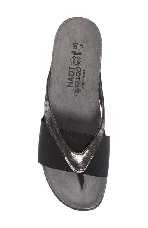 Naot Penelope Flip Flop In Metallic Onyx Leather
