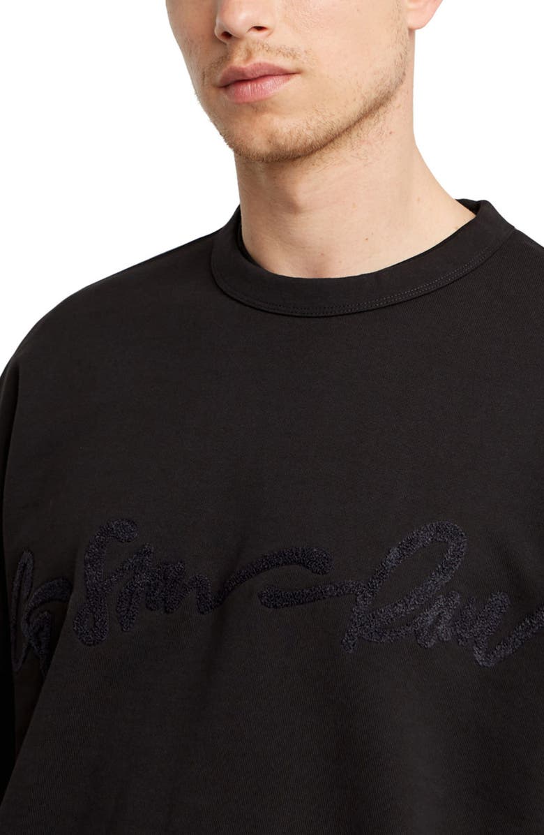 G-STAR Chenille G-Script Loose Organic Cotton Crewneck Sweatshirt, Alternate, color, Dark Black