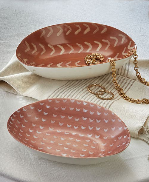 Tag Endls Large Summer Decor Serving Bowl Burnt Sienna Ceramic In Orange