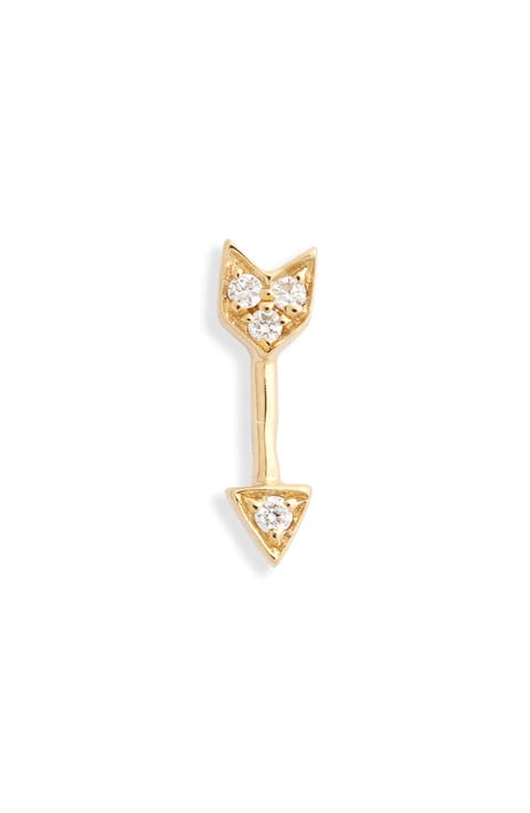 Diamond Arrow Single Threaded Stud Earring
