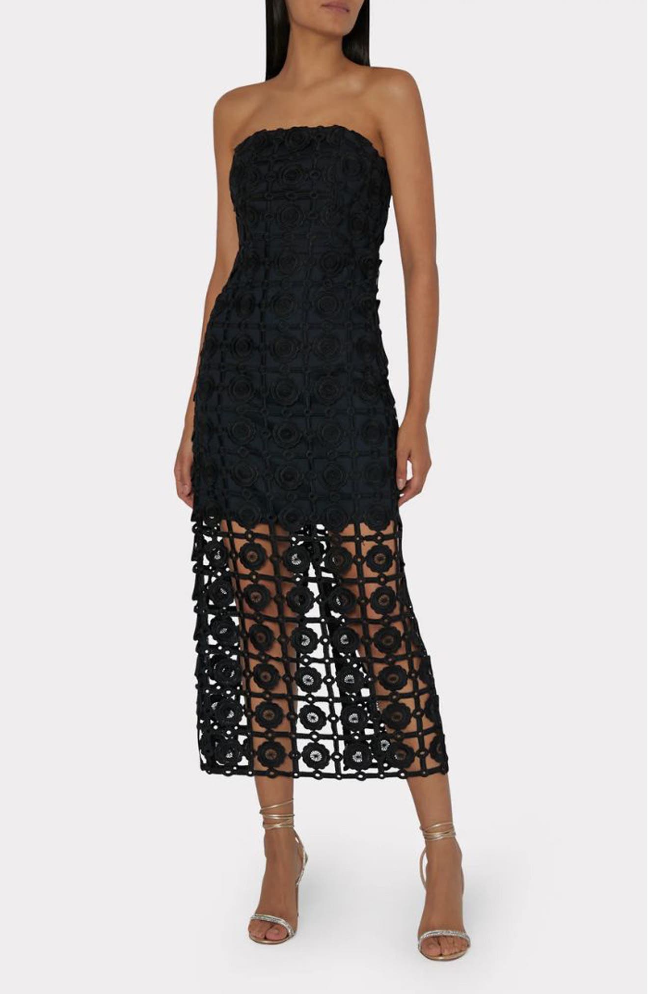 Kait Lace Strapless Midi Dress