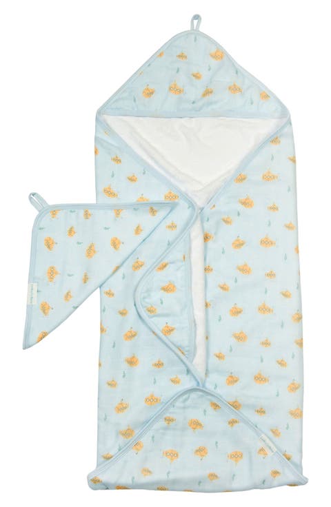 Print Muslin Hooded Towel & Washcloth Set