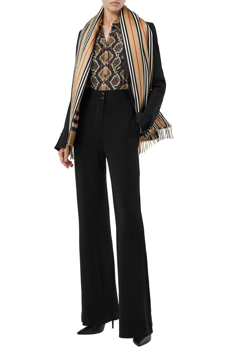 Burberry Giant Check Icon Stripe Cashmere & Mulberry Scarf, Alternate, color, 