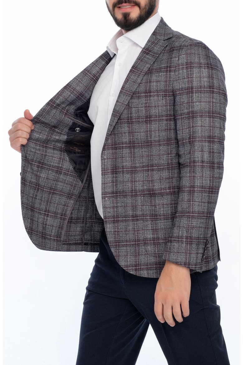 Plaid Sport Coat, Alternate, color, BURGUNDY