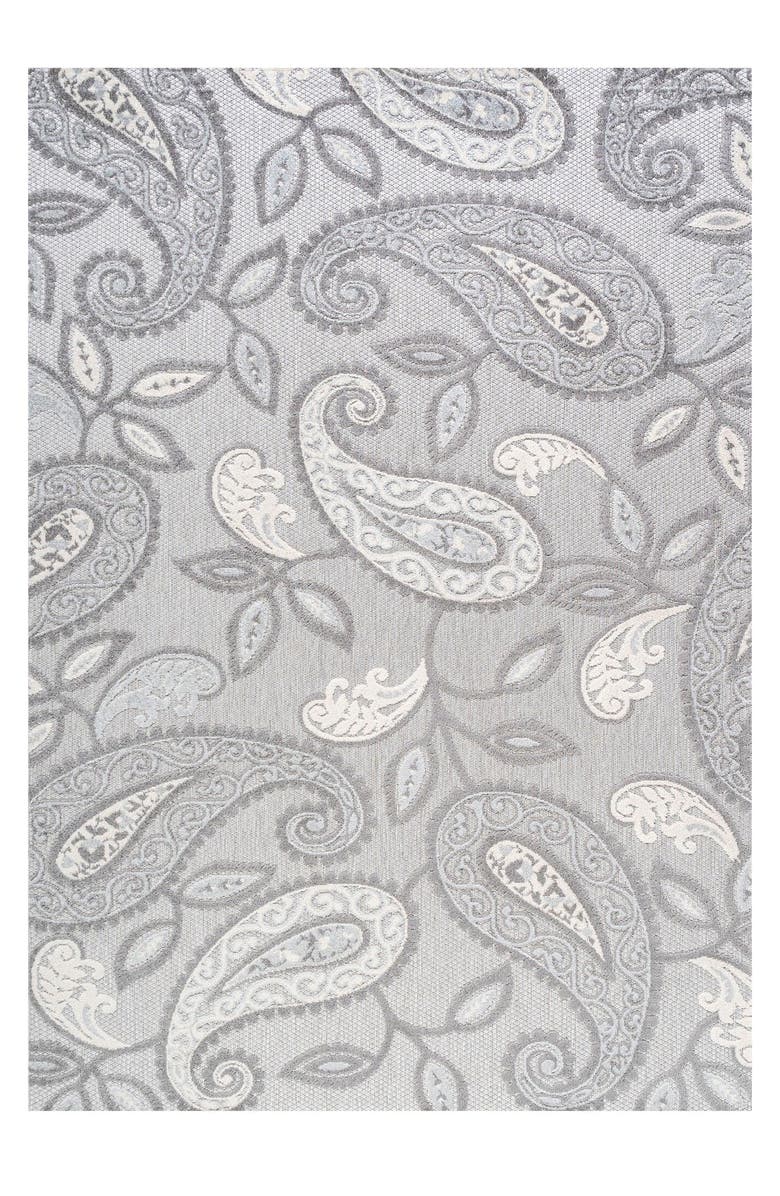 JONATHAN Y Julien Paisley High-Low Light Indoor/Outdoor Area Rug, Main, color, Light Gray/Ivory