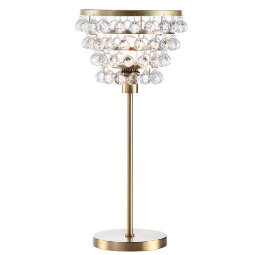 Jonathan Y Designs 25in Buckingham Crystal & Metal Table Lamp In Brass Gold
