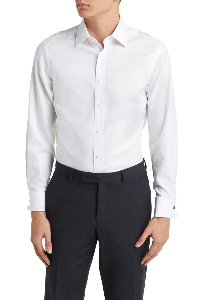 Non-Iron Twill Shirt, Main, color, WHITE