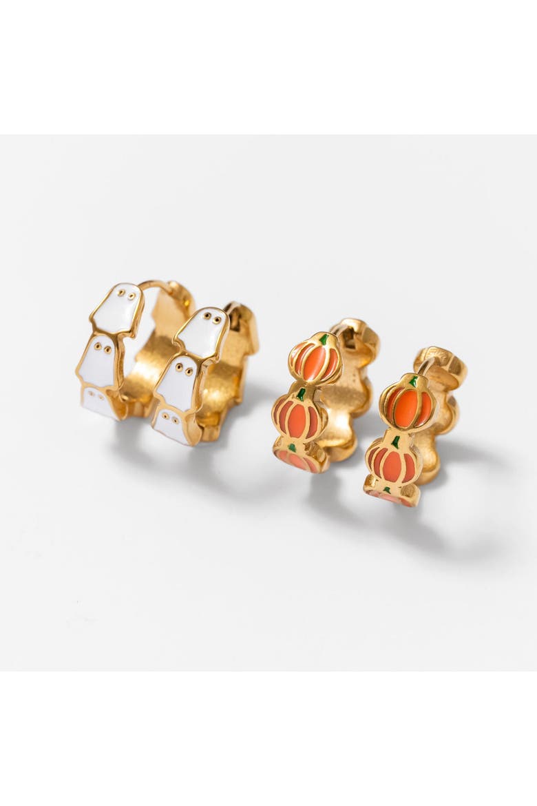 Ghost & Pumpkin Hoop Earring Set, Main, color, Multi