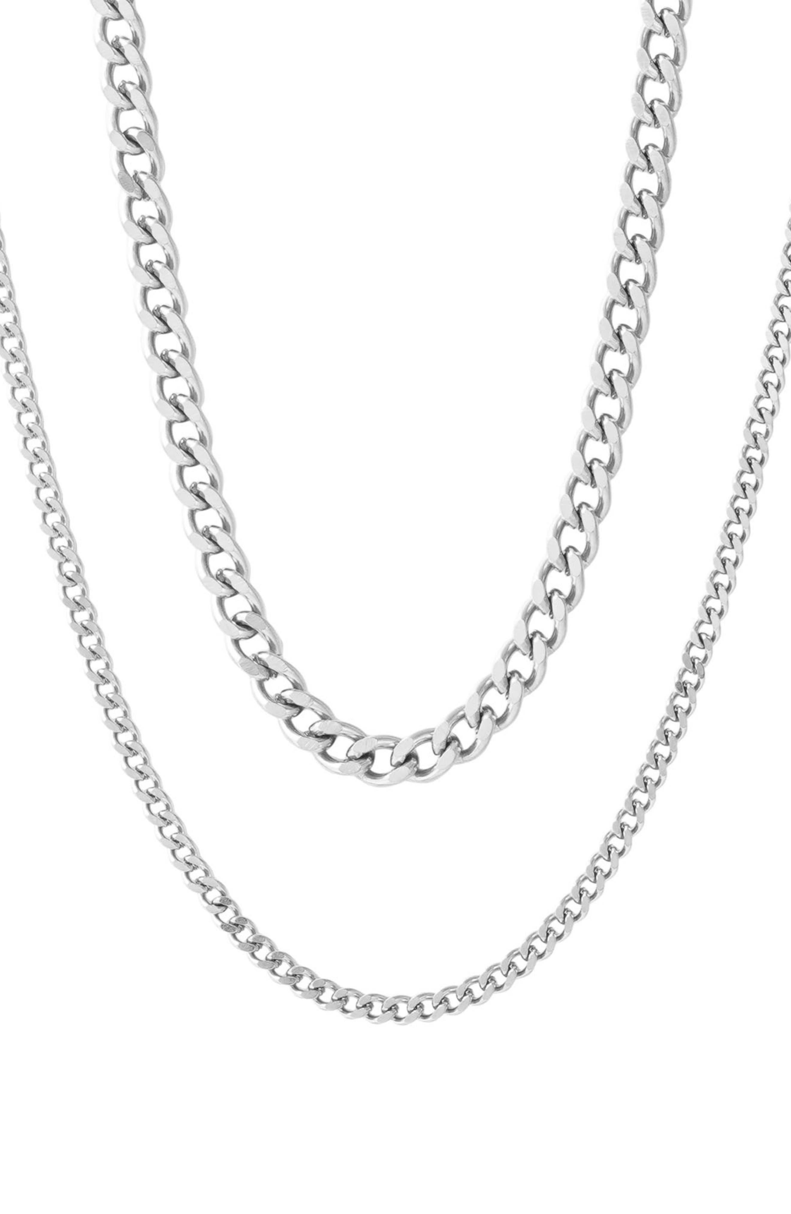 Adornia Men's Set of 2 Curb Chain Necklaces