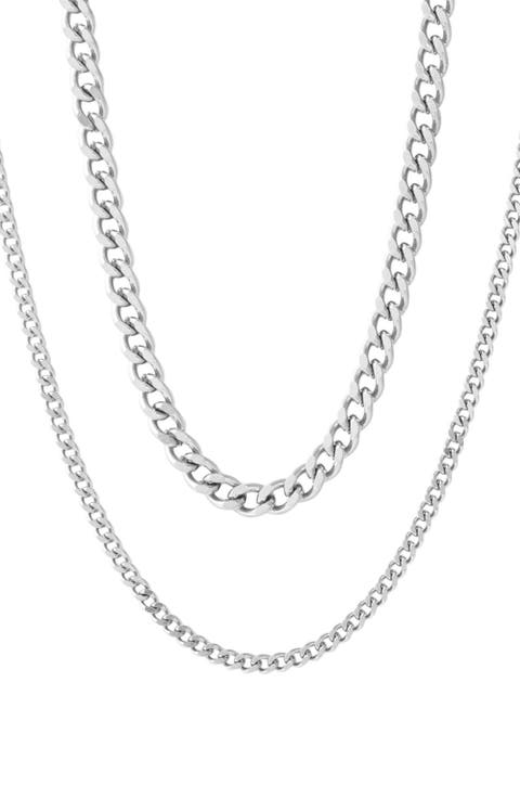 Men's Set of 2 Curb Chain Necklaces