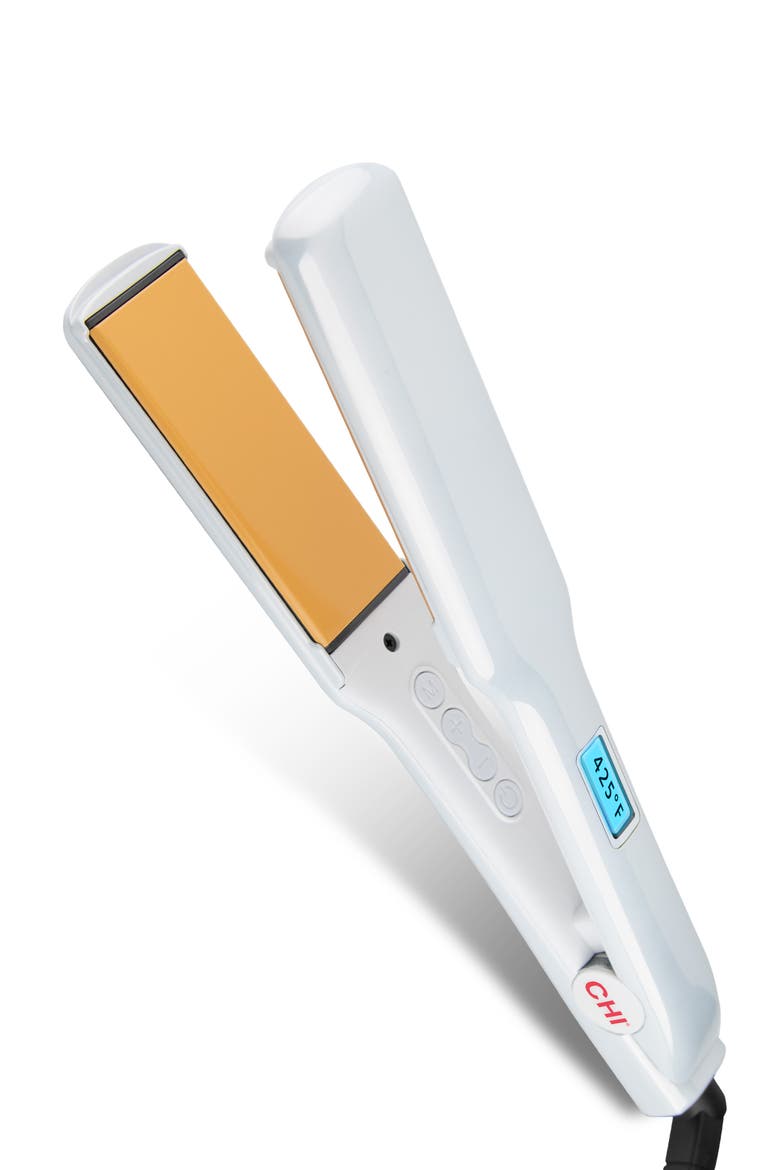 White Chrome Wide Plate Flat Iron, Main, color, NO COLOR