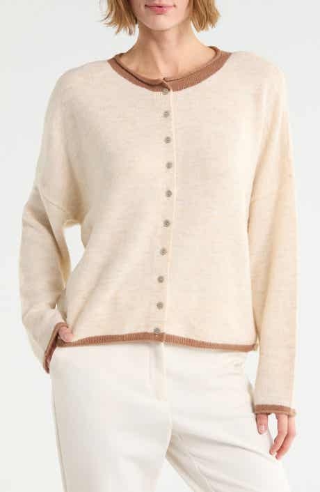 Tipped Roll Collar Cardigan