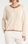 CeCe Tipped Roll Collar Cardigan