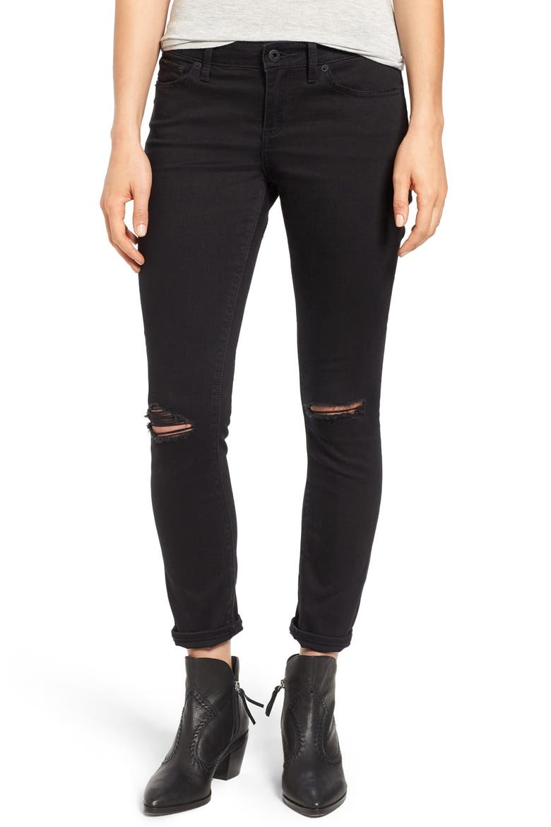 Lolita Stretch Skinny Jeans, Main, color, BLACK DESTRUCTED
