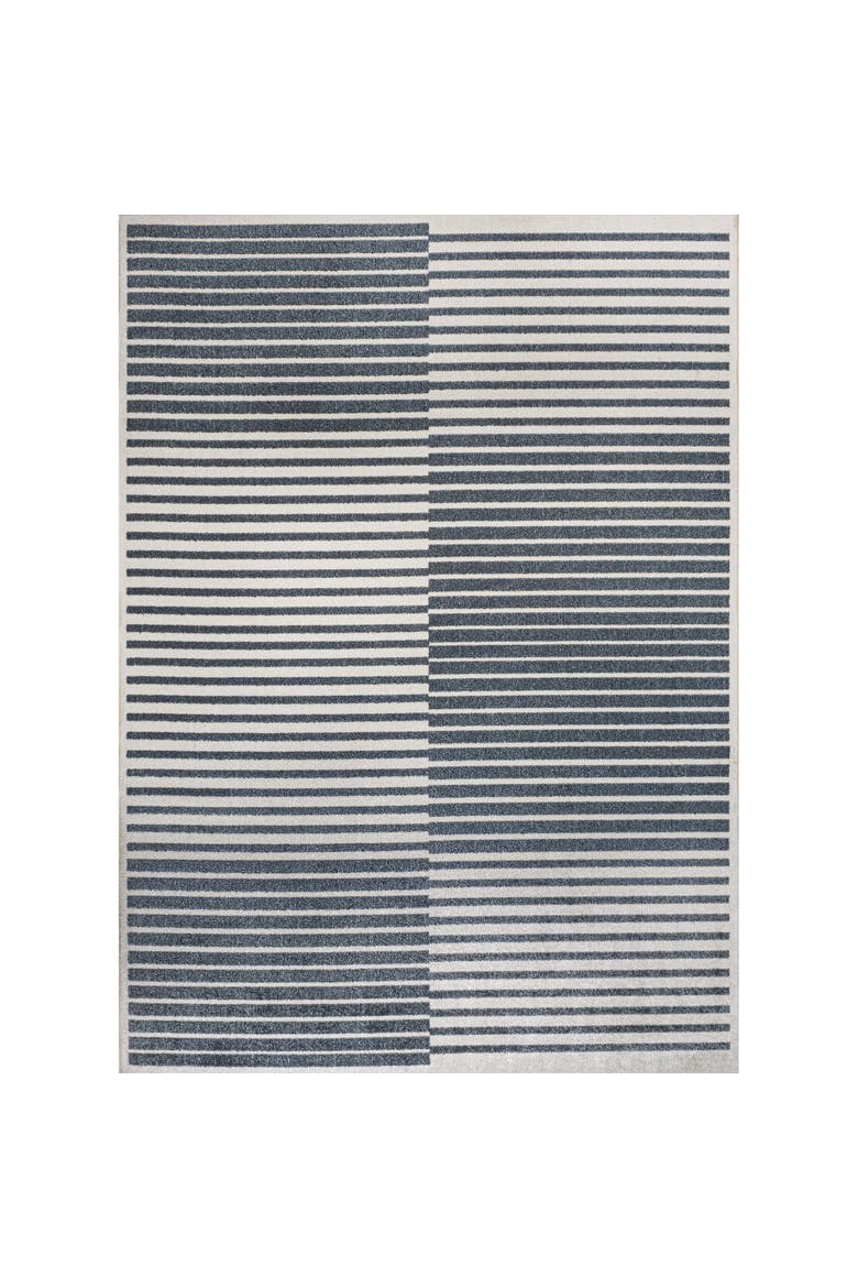 Shutter Minimalist Striped Plaid Machine-Washable Area Rug, Alternate, color, Dark Gray/Cream