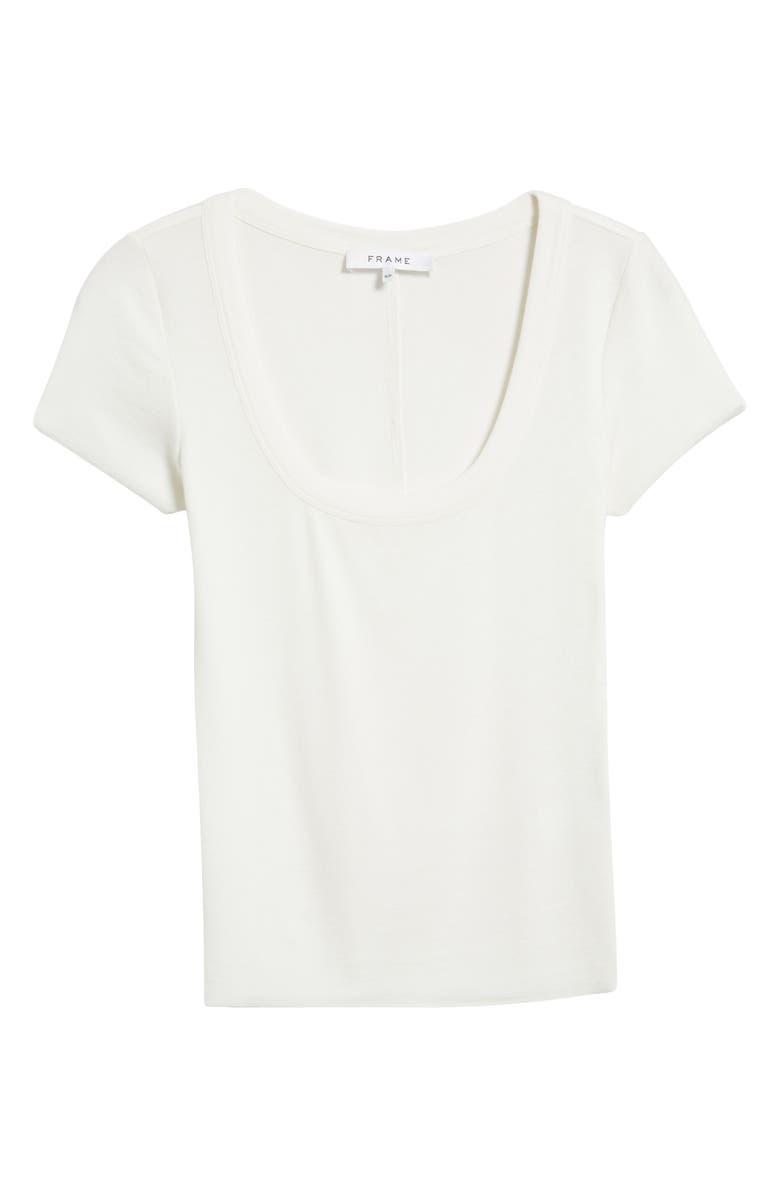 FRAME Scoop Neck Rib Baby Tee, Alternate, color, White
