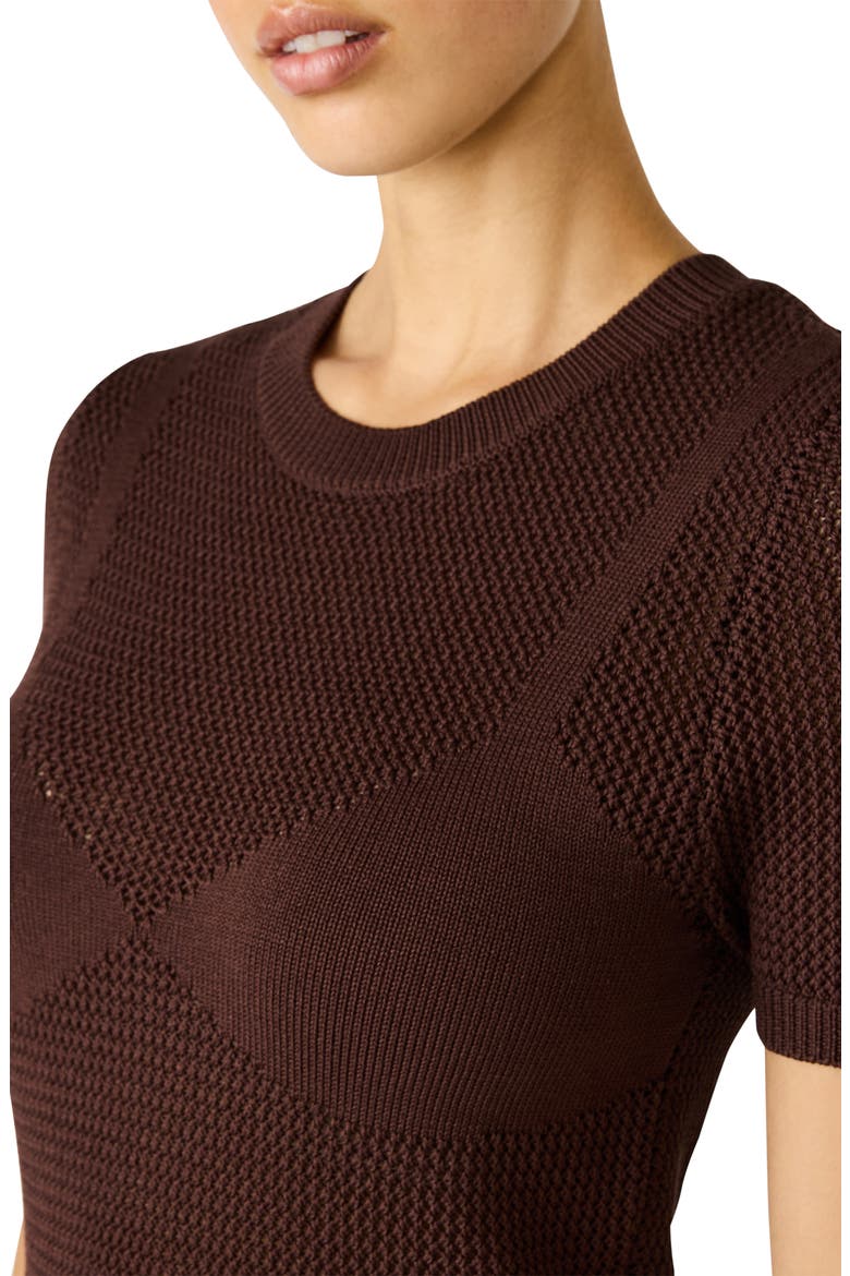Blakelee Open Stitch Short Sleeve Sweater, Alternate, color, WALNUT