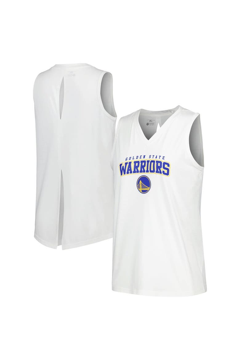 Women's Levelwear White Golden State Warriors Paisley Peekaboo Tank Top, Main, color, White