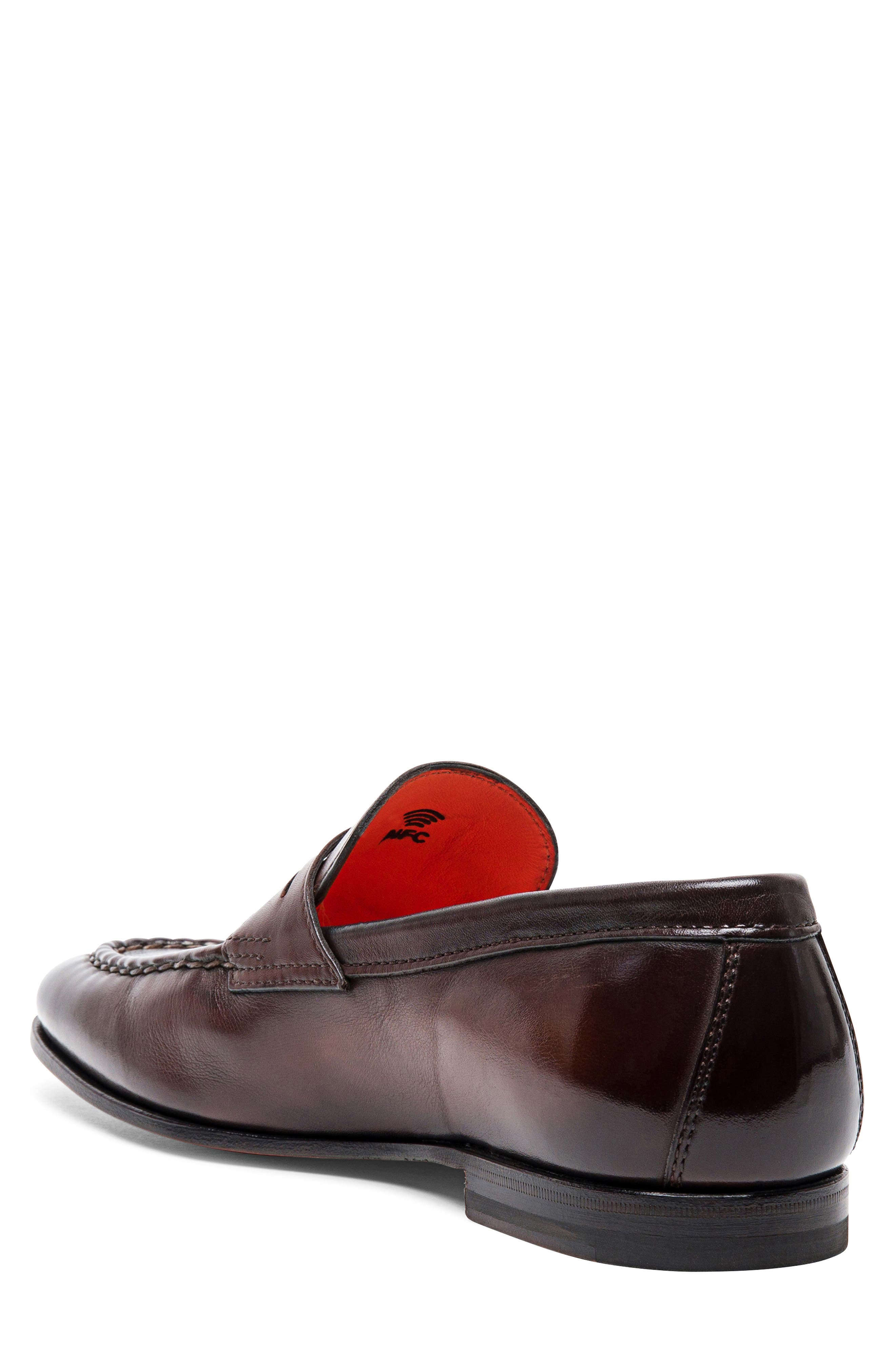 Santoni Door Penny Loafer, Alternate, color, Brown