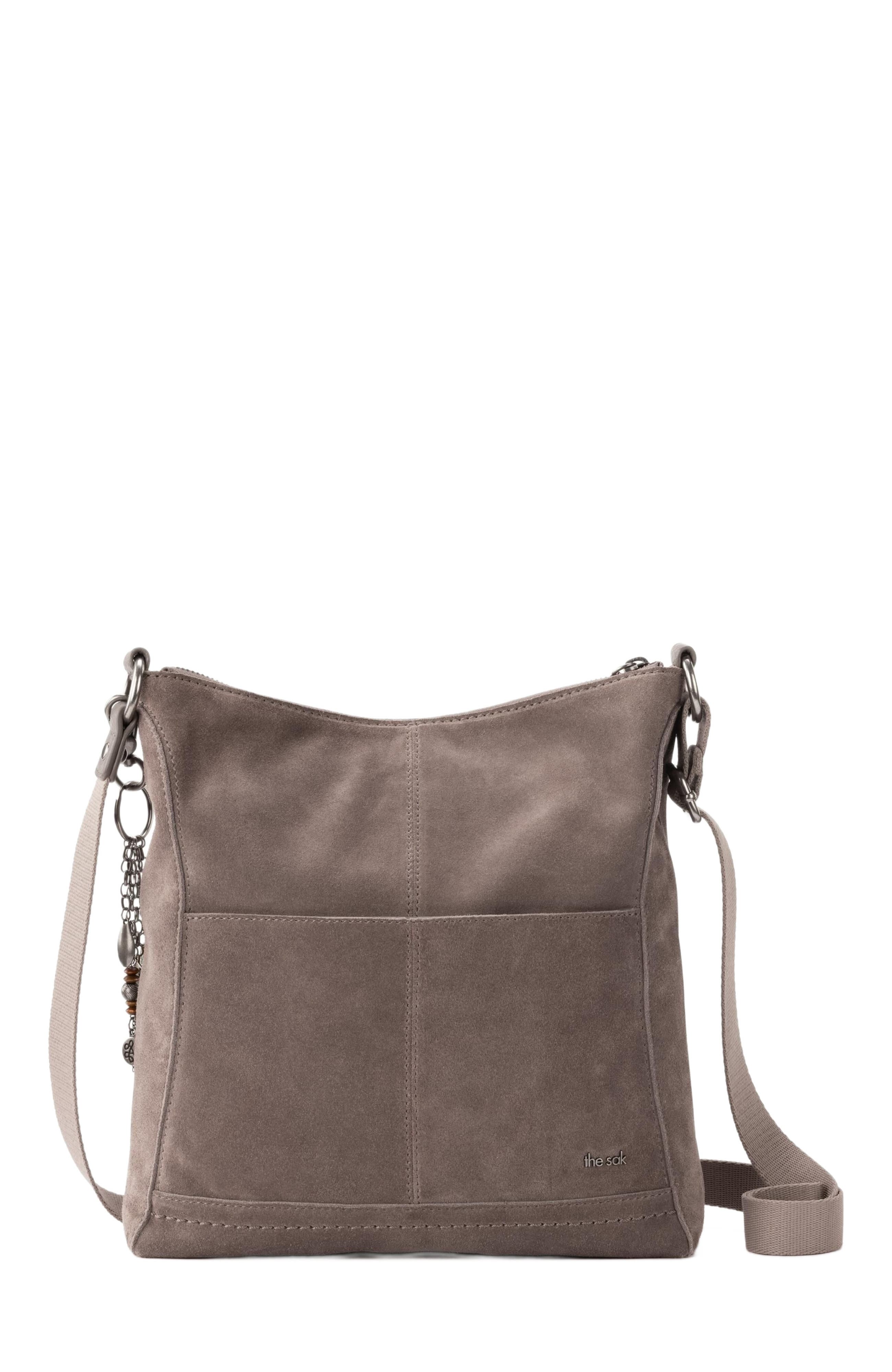 Lucia Crossbody Leather Bag, Alternate, color, Mushroom Suede