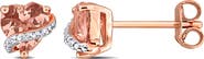 DELMAR Morganite & Diamond Heart Stud Earrings