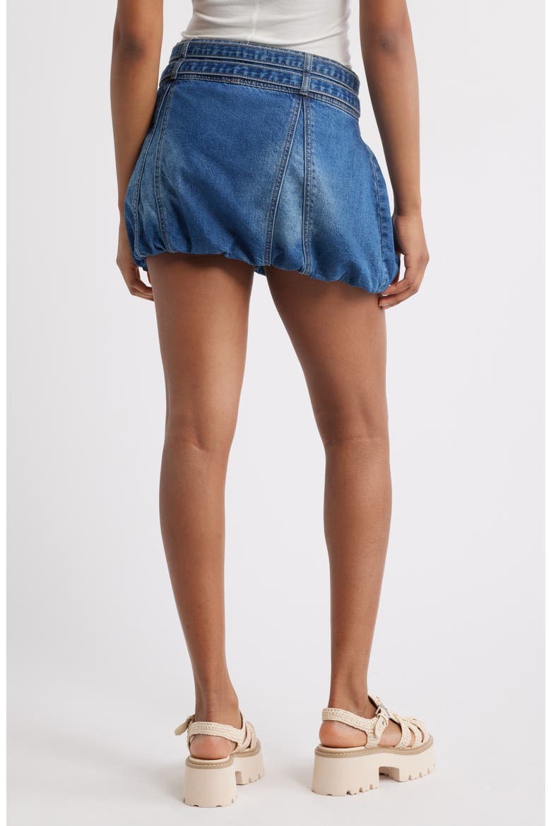 Bubble Hem Denim Miniskirt, Alternate, color, DARK WASH