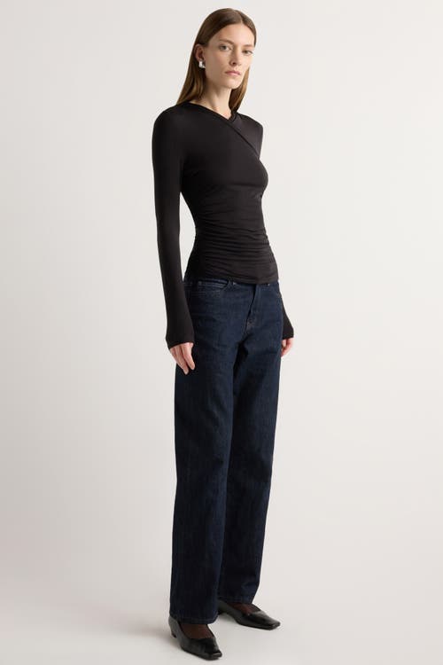 Modern Citizen Lilou Wrap-neck Long-sleeve Tee In Black