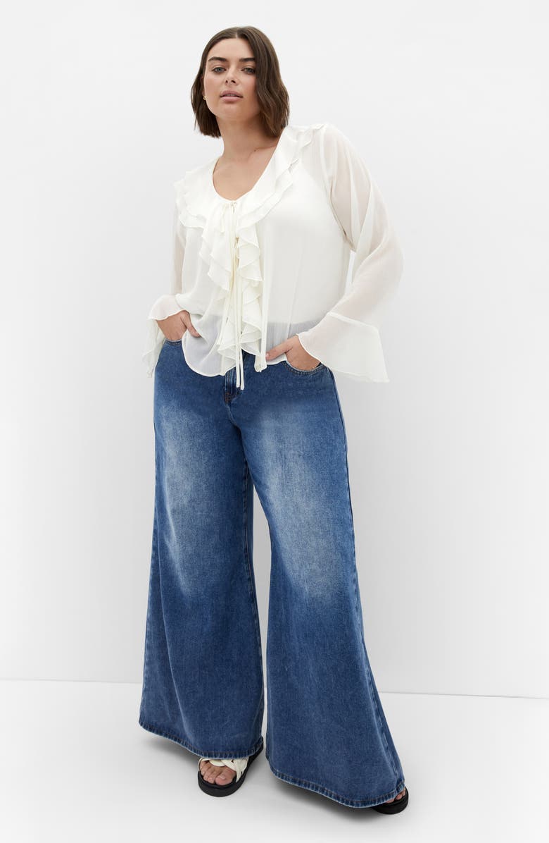 City Chic Lushious Tiered Ruffle Top, Alternate, color, Cream