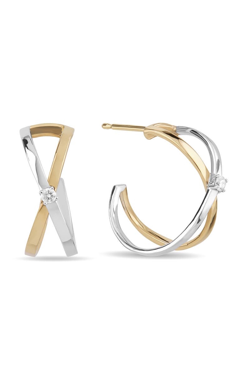 LANA Diamond Crossover Hoop Earrings, Main, color, 
