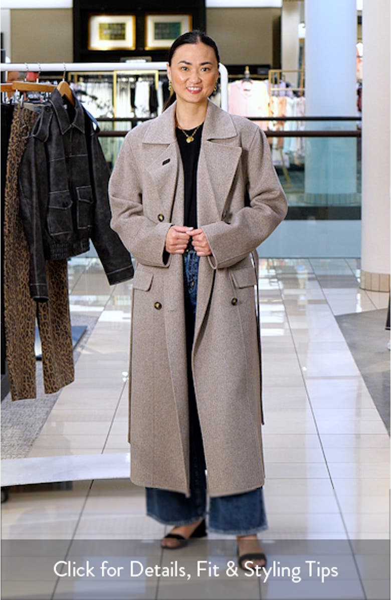 Caspina Belted Double Faced Wool Blend Trench Coat, sales video thumbnail