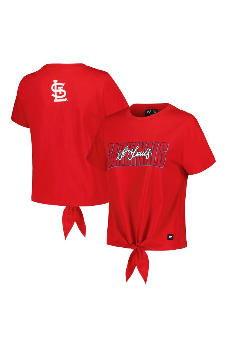 THE WILD COLLECTIVE Women's The Wild Collective Red St. Louis Cardinals Twist Front T-Shirt, Alternate, color, Red