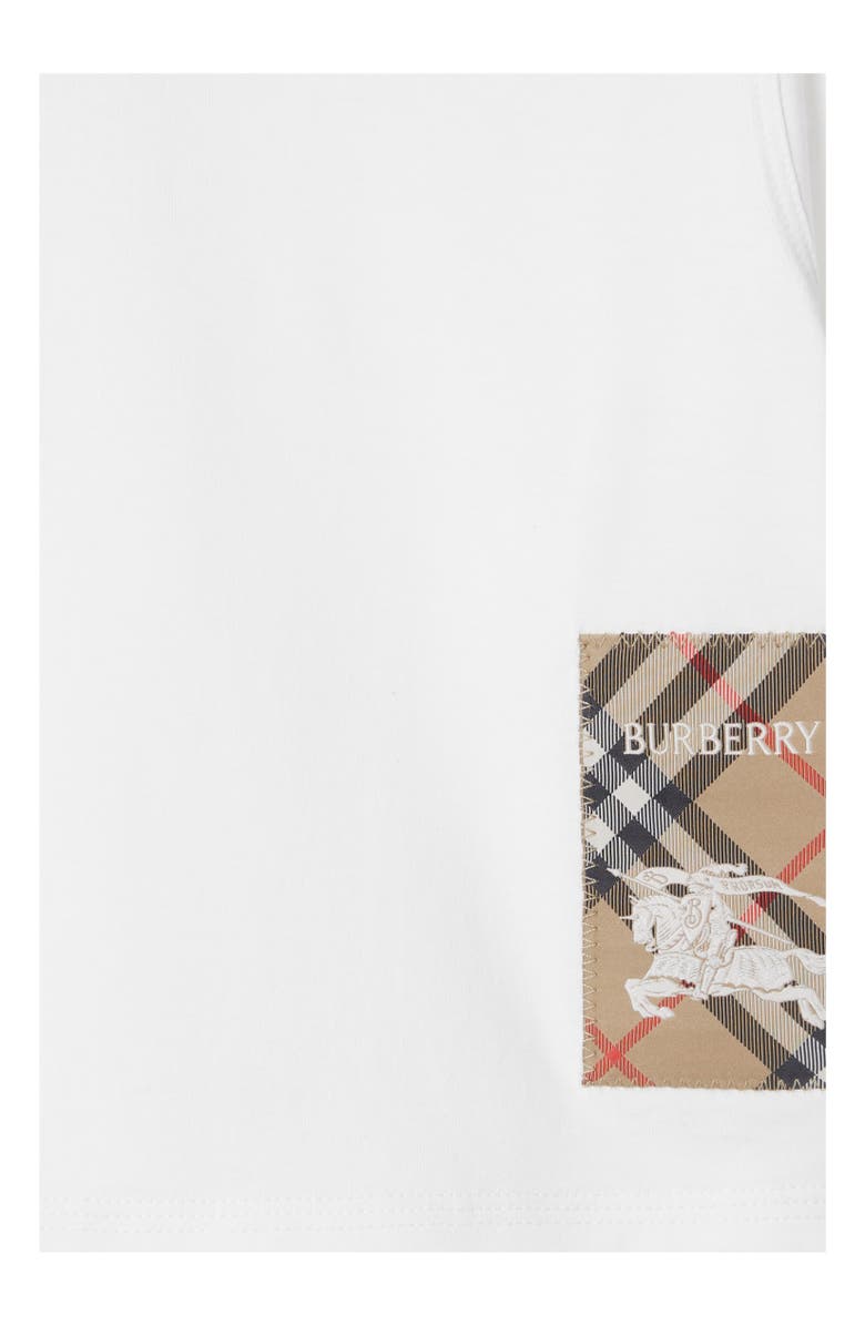 Burberry Check Label Cotton T-shirt, Alternate, color, White